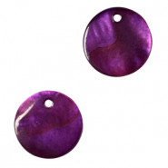 Shell charm round 15mm Dark purple